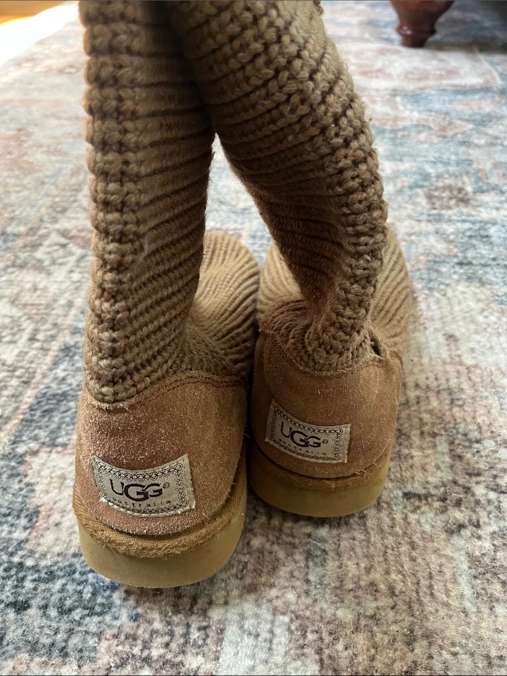 UGG Classic Cardy knit boots featuring a slouchy sweater-knit shaft
